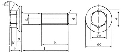 DIN 6921 Hex Flange Bolts drawing