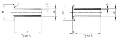 DIN 7340 tubular rivet drawing