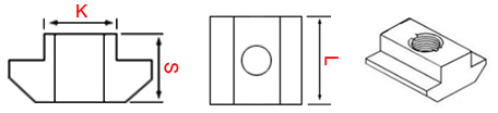 T Sliding Nut drawing